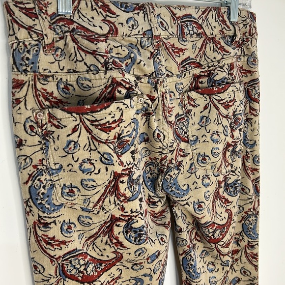FREE PEOPLE New Delhi Border Paisley Print Flare Corduroy Jeans Size 28 - Picture 8 of 16